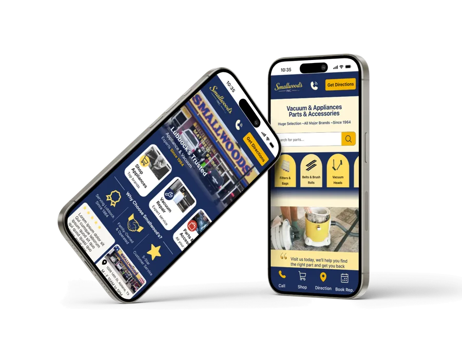 Smallwoods app mockup shown on a mobile phone